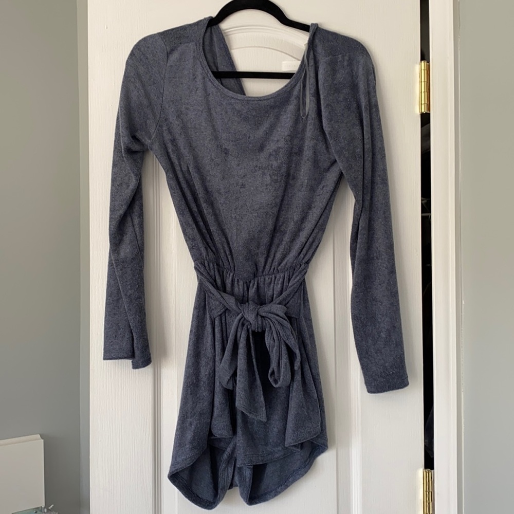 Long sleeve terry cloth romper